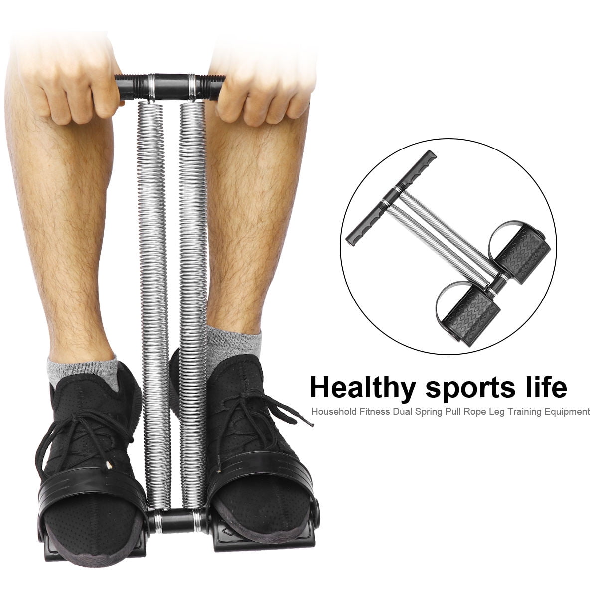 LULULION Black Pedal Fitness Steel Pull Rope for Sports Use, Ergonomic Handles, Resistance Training