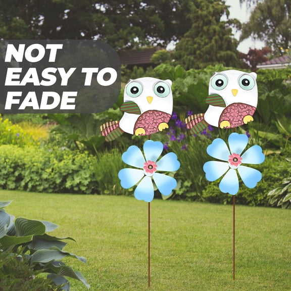LULULION Garden Pinwheels Owl Shape Metal White 1Pack