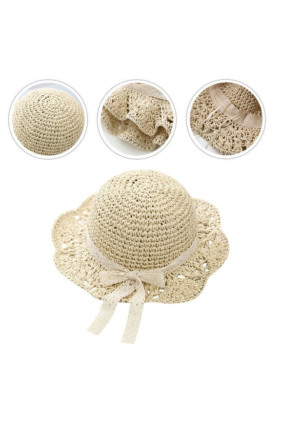 1Pcs Women Summer Hat Straw Hat With UV Protection For Outdoor Activities Beige Color