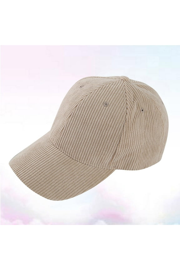 1Pc Premium Corduroy Unisex Baseball Cap in Beige with Breathable Design for Outdoors