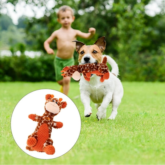 LULULION 1Set Dog Squeaky Chew Toy Plush Giraffe Shape For Teething