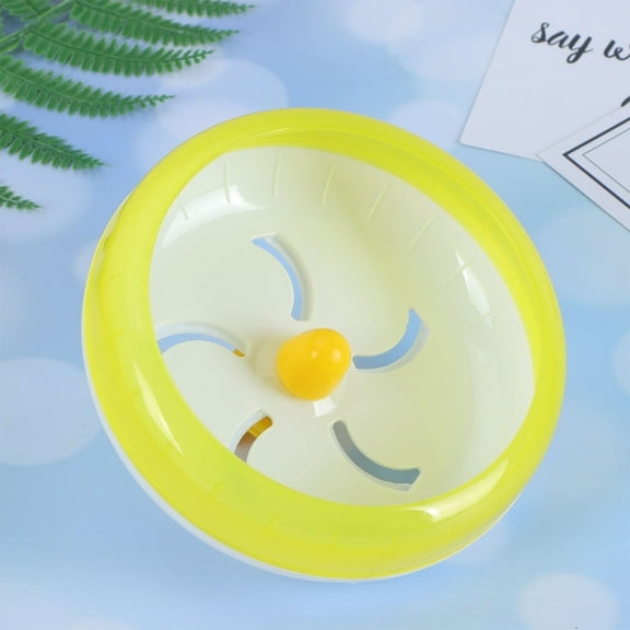 LULULION Pet Exercise Wheel for Small Animals Plastic Running Disc Toy Yellow Silent NonSlip 14cm