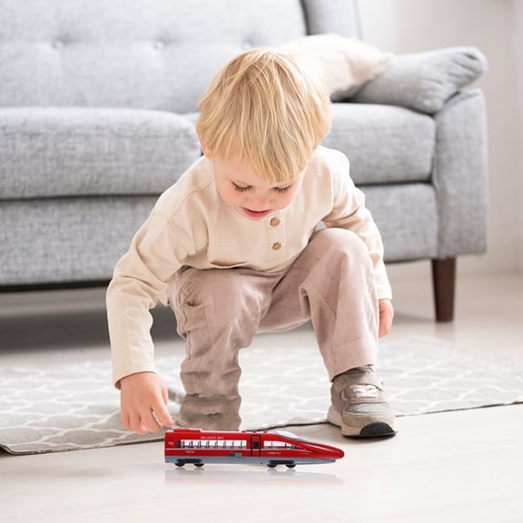 LULULION 1Pc Pull Back High-Speed Railway Model in Red Plastic with Sound Light Features