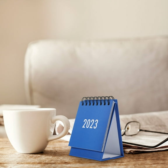 LULULION Blue Small Desk Calendar for Home and Office with Design and Message Recording