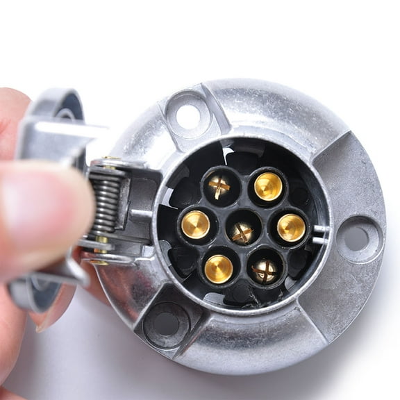 LULULION 12V 7 Pin Trailer Socket Plug Silver Aluminum for Car Use Connector