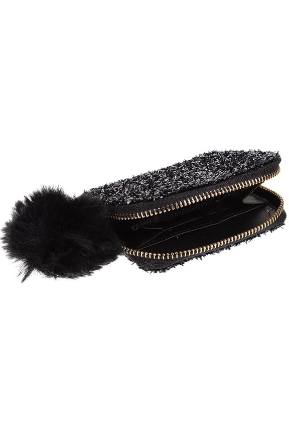 1Pc Portable Sequin Cosmetic Bag Made of Durable PU Material for Travel and Storage in Black