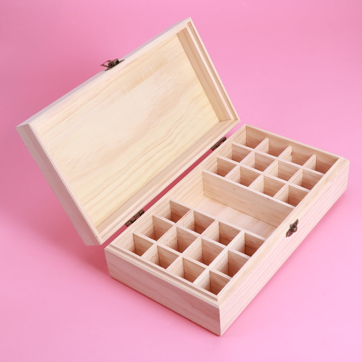 LULULION Wooden Essential Oil Storage Box Light Brown for Organized Bottle Storage