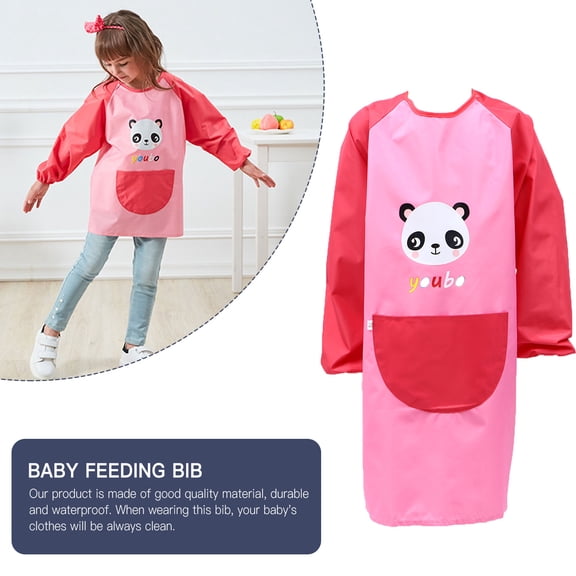 LULULION 1Pack Waterproof Baby Apron Bib Pink Polyester Adjustable Band for Feeding