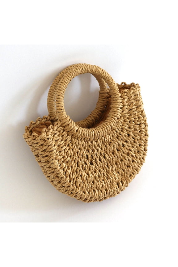 Half Moon Shoulder Bag Straw Woven Handbag Casual Carrying Small Items 1pc Women