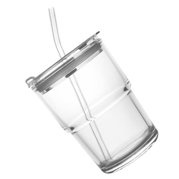 LULULION Spill Proof Tumbler With Straw Clear Glass Cup Transparent 1 Set