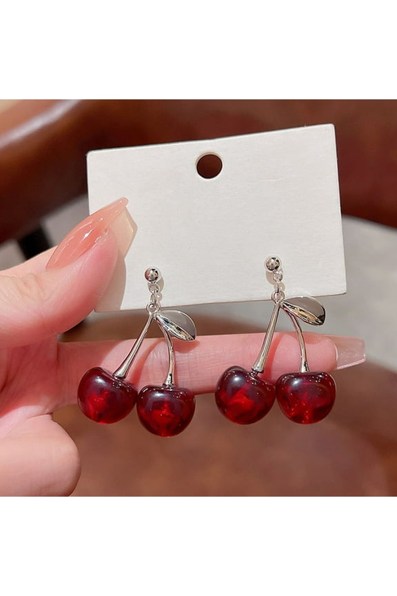 Drop Earrings for Women Cherry Earrings 2 Pairs