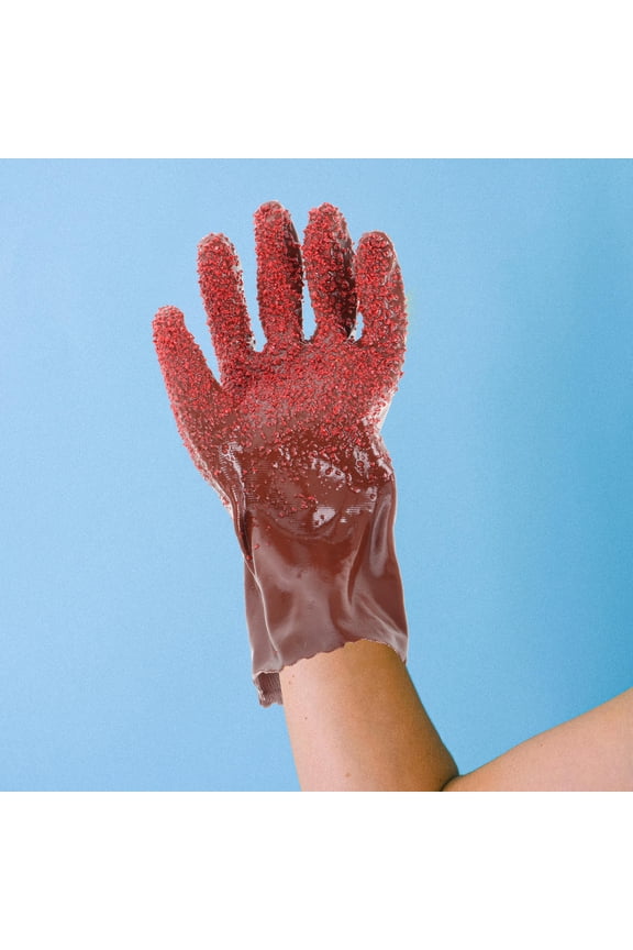 2Pairs Tough Reusable Utility Gloves with Antislip Coffee Color for Heavy Duty Plumbing Use