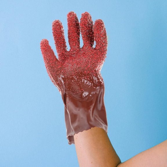 LULULION PVC Plumbing Gloves Coffee Heavy Duty Antislip Grip for Kitchen Use 2Pairs