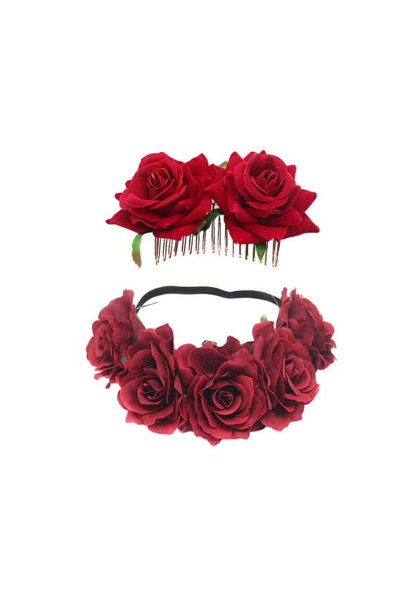 2 Pcs Bridal Hair Headpiece Simulation Rose Decoration Elegant Headwear for Brides Assorted Color