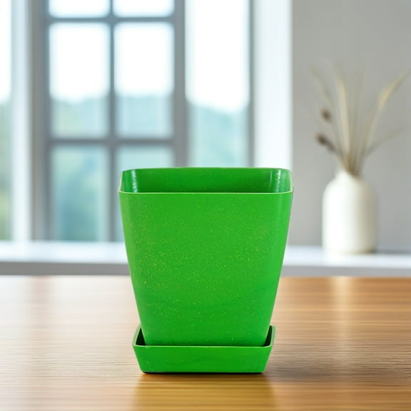 LULULION 2Sets Small re Flower Pots Green Bamboo Fiber Durable for Succulent Planting