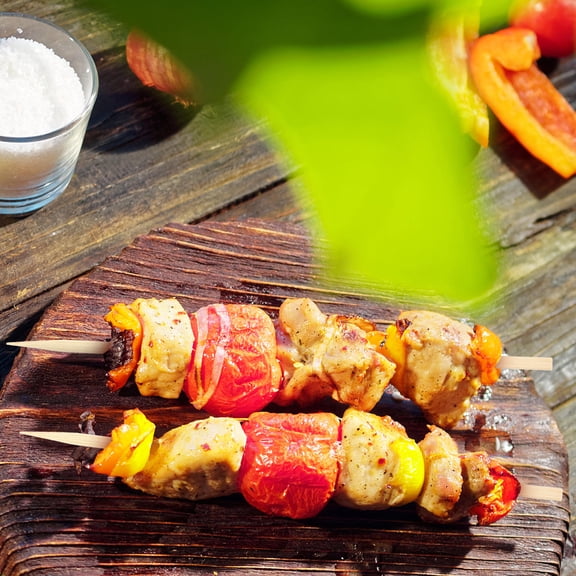 LULULION 200Pcs Bamboo Skewers for Bbq Grilling Smooth Lightweight Disposable Yellow Roasting Sticks