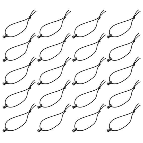 LULULION 20Pcs Elastic Rope Buckle Black Nylon Coil Clamp for Outdoor Storage Strap Management