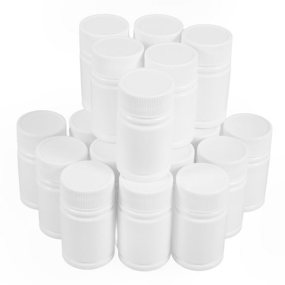 LULULION Powder Container Capsule Size White Plastic Pill Bottle 20Pcs