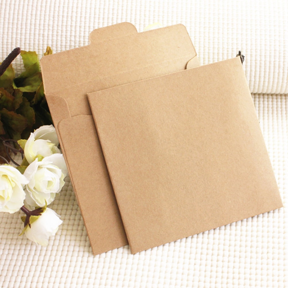 LULULION 25Pcs Multi-Function Kraft Cd Pockets Light Brown Sealing Cd ...