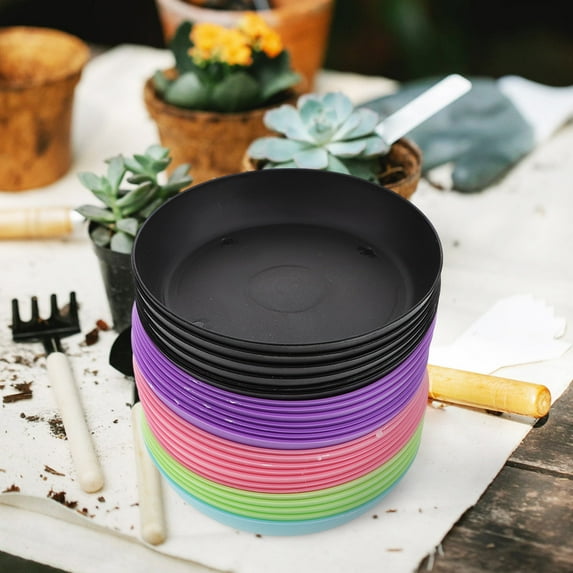 LULULION 25Pcs Assorted Color Plastic Flowerpot Bases Lightweight Round Plant Pot Water Holding Plates