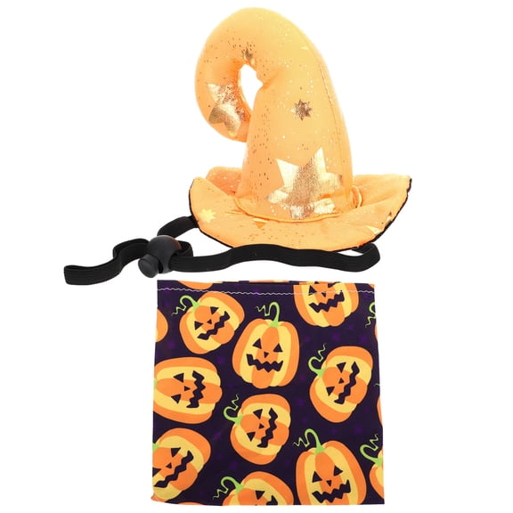 LULULION 1Set Pet Bib Hat Set Orange Dog Saliva Towel Cosplay Accessory
