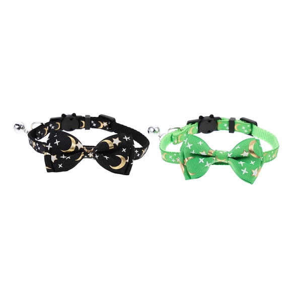 LULULION Cat Collar with Bell, Adjustable Bow-Knot Kitten Neck Strap, Assorted Colors, Everyday Use, 2Pcs