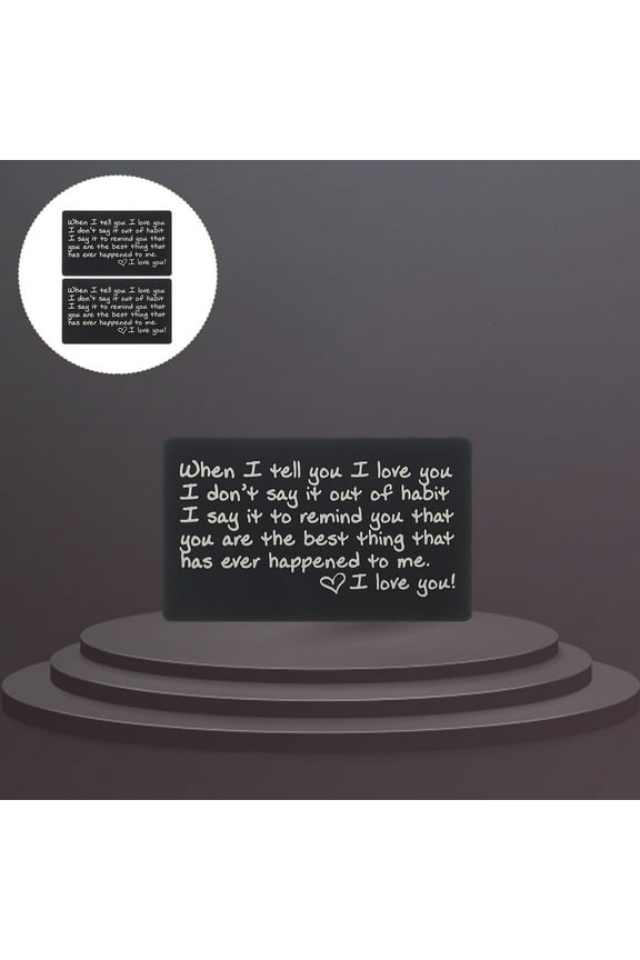 2Pcs Aluminum Wallet Cards with Engraved Romantic Message for Boyfriend