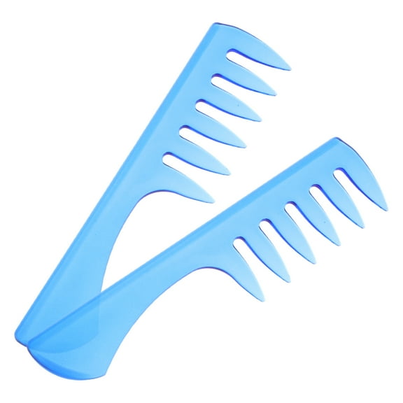 LULULION 2Pcs Retro Wide Tooth Styling Comb for Men Salon Hairdressing Tool Blue Plastic