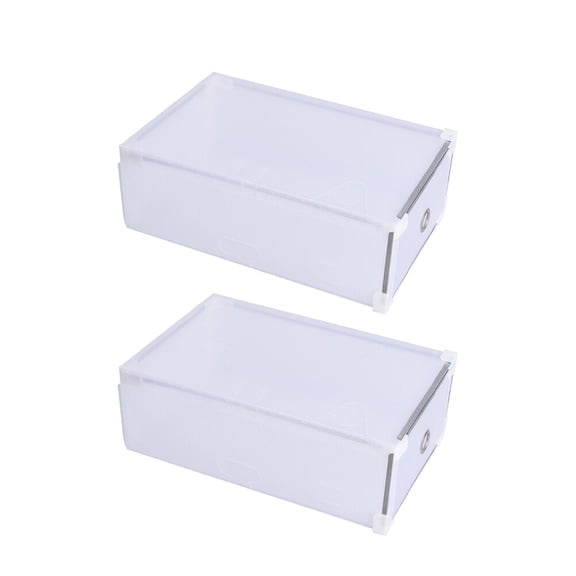 LULULION PP Shoes Storage Container Slippers Box 2Set for Home Organization White