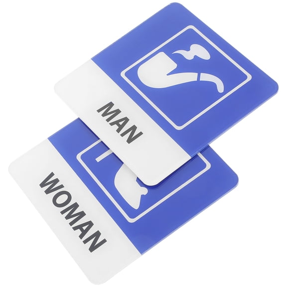 LULULION 2Pcs Blue Bathroom Signs for Business Restroom Door Decorative Design