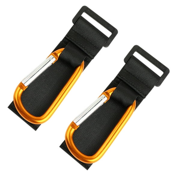 LULULION 2Pcs D Shaped Stroller Organizer Hook for Parents Golden Aluminum Alloy with Durable Clips