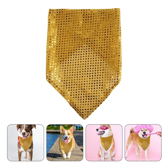 LULULION 2Pcs Shiny Yellow Dog Bandana Pet Triangle Scarf for Parties