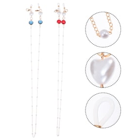 LULULION 2Pcs Assorted Color Face Mask Chains Anti-Fall Eyeglasses Straps with Decorative Beads