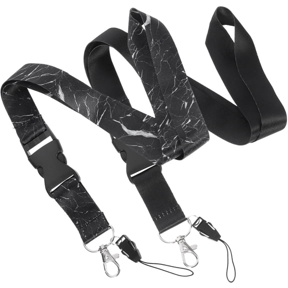LULULION 2Pcs Black Lanyards for Id Badges Lightweight Adjustable Decorative Hanging Straps