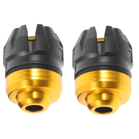 LULULION 2Pcs Front Fork Frame Sliders for Motorcycle in Golden Color with Elegant Carved Design