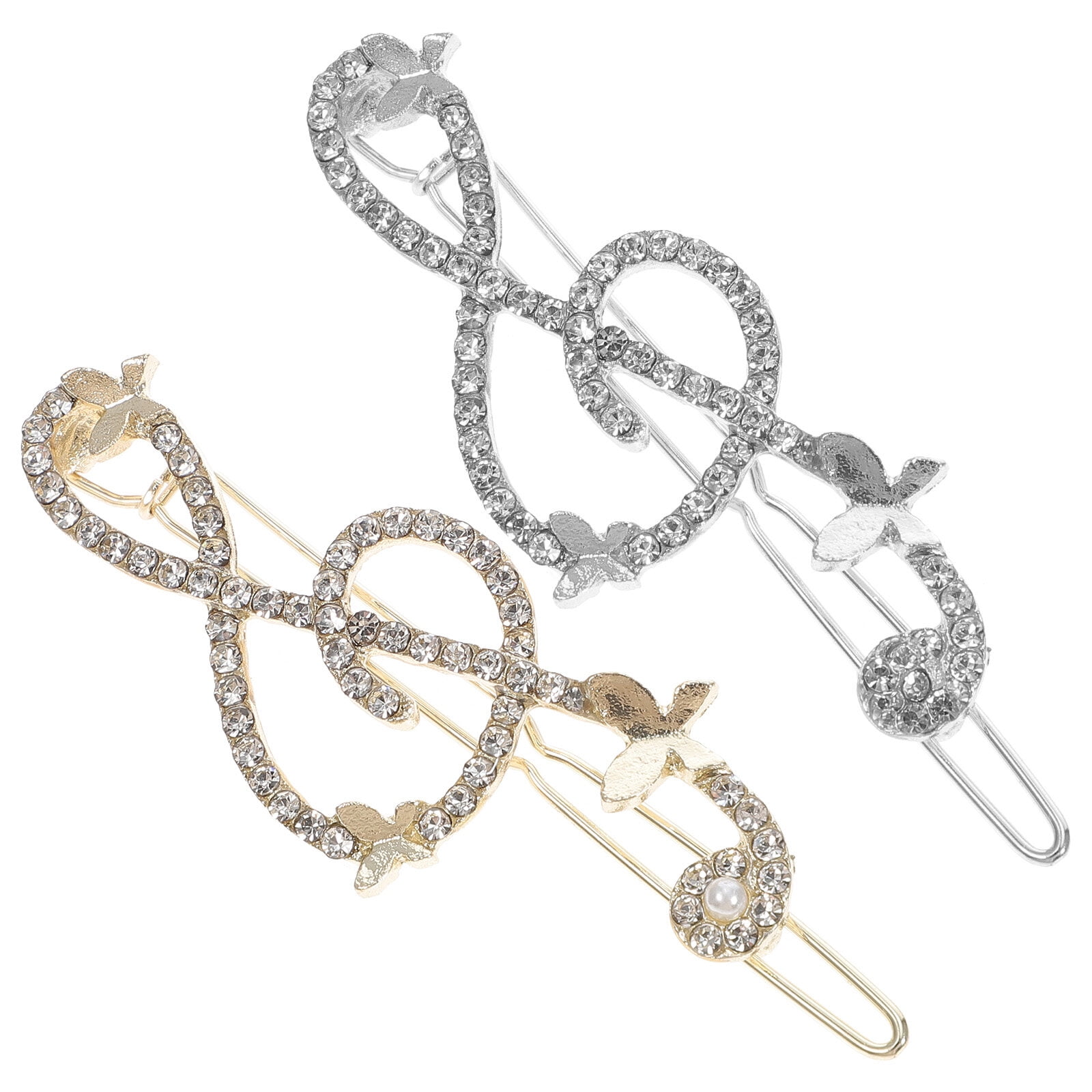 LULULION 2Pcs Musical Note Alloy Hairpin Rhinestone Barrette 