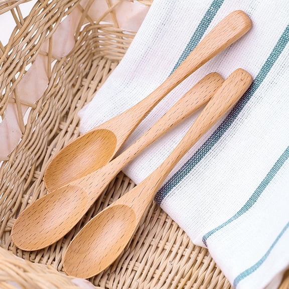 LULULION 2Pcs Kids Spoon Wood Color Flatware for Family Events