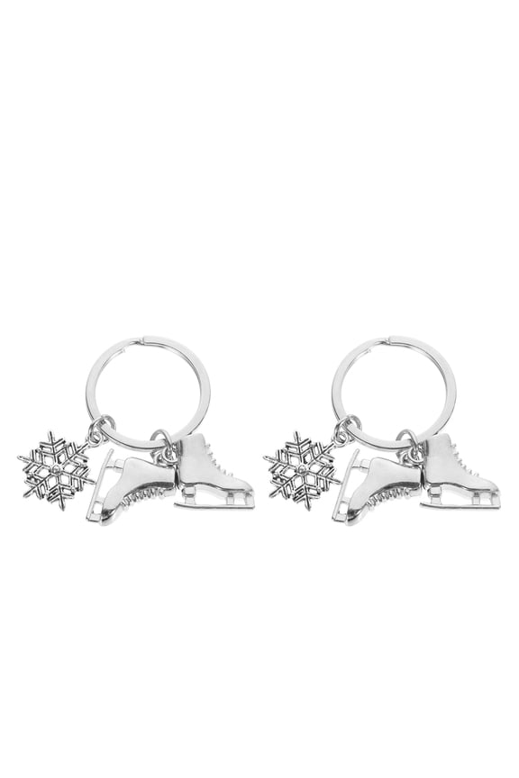 2Pcs Snowflake Keyring Silver Zinc Alloy Delicate Design for Christmas Party Favors