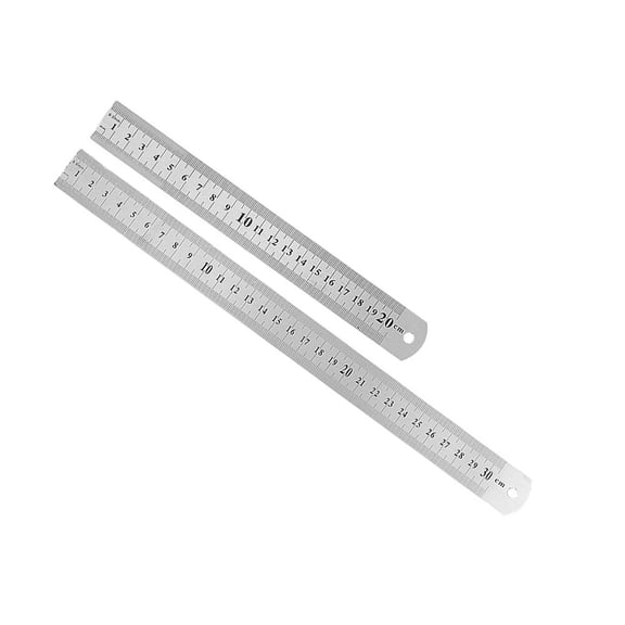 LULULION 2Pcs Stainless Steel Metal Rulers Double Sided Precision Measurement Tools for Office Use
