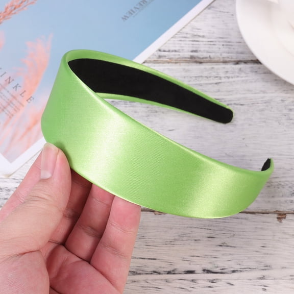 LULULION 2Pcs Solid Color Light Green Satin Hair Band Creative Elegant Hair Hoops for Costume Party