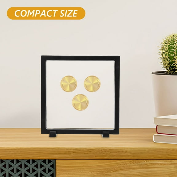 LULULION 2Pcs Black Plastic Floating Frame Display Box for Badge Display and Souvenir Storage