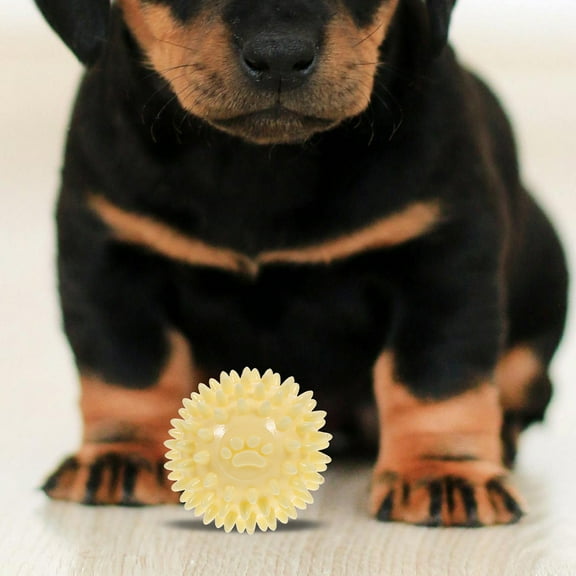 LULULION Dog Chewing Toy Teeth Cleaning TPR Yellow 2Pcs