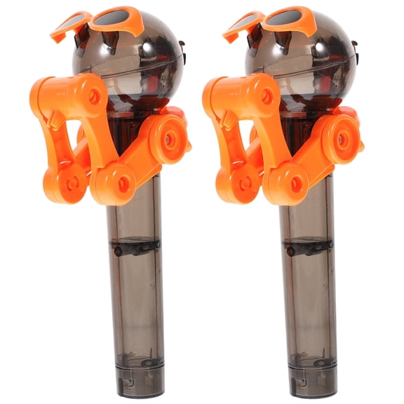 LULULION 2Set Novelty Lollipop Robot Holder Plastic Robot Action Figure for Fun Relaxation