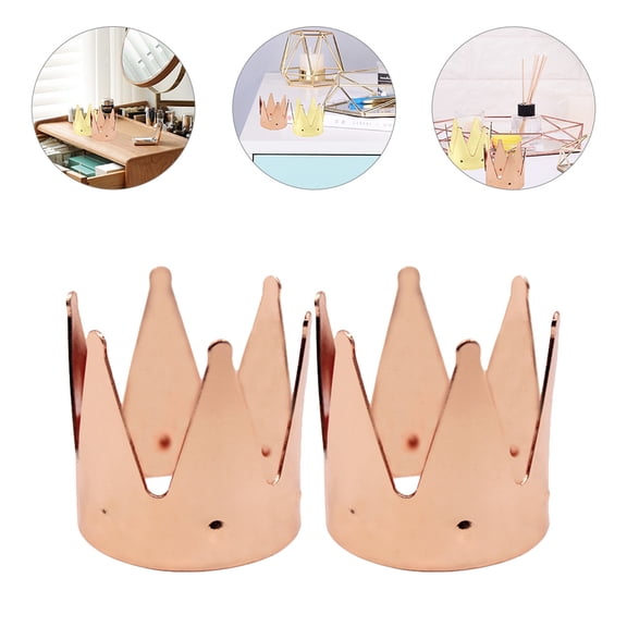 LULULION Makeup Tool Holder Crown Shaped Rose Gold Alloy 2Set For Sponge Storage