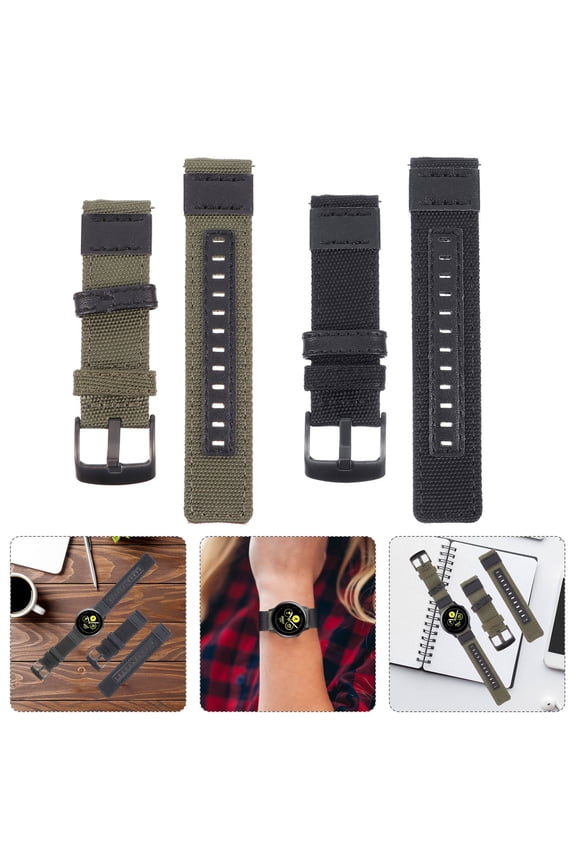 2Set Watch Accessories Canvas Watch Band for Men Black Easy to Install and Remove