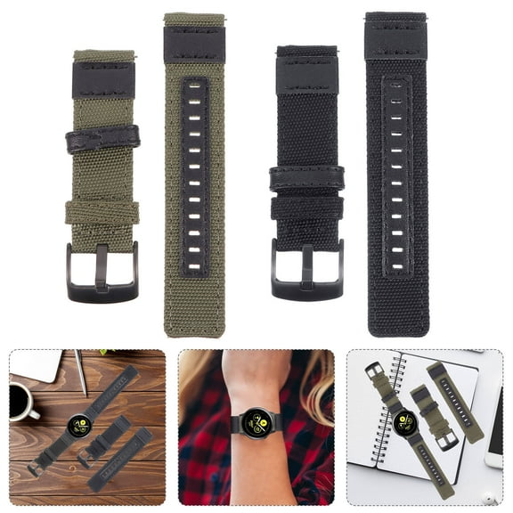 LULULION 2Set Watch Accessories Canvas Watch Band for Men Black Easy to Install and Remove