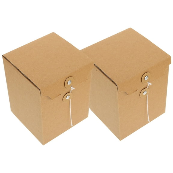 LULULION 2Pcs Candle Packing Boxes Kraft Paper Brown Folding Storage Boxes with Lock Rope Design