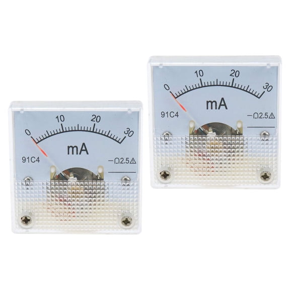LULULION Ammeter White 2Pcs 1.8In Round Plastic Panel Meter