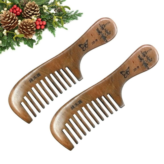 LULULION 2Pcs Sandalwood Hair Comb with Smooth Teeth for Hair and Scalp Stimulation
