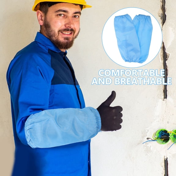 LULULION 2Pcs Blue Polyester Anti Static Arm Sleeves for Laboratory Cleanroom Work